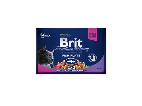 Brit Premium Cat kapsa Fish Plate 400g (4x100g)