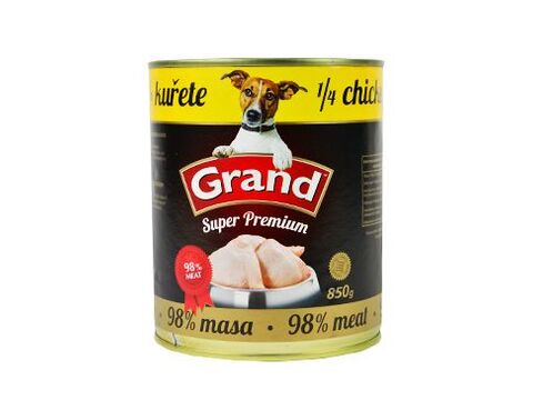 GRAND konzerva pes Extra s 1/4 kuřete 850g