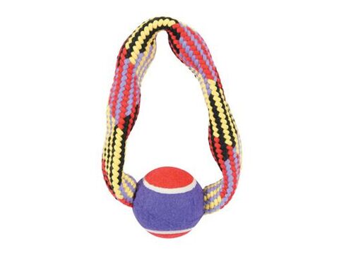 Hračka pes TENNIS BALL ROPE kruh 23cm Zolux