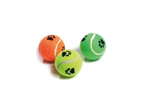Karlie hračka pes míč tenisový pískací s tlapkou 6cm 3ks