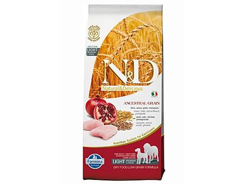 N&D Low Grain Dog Light M/L Chicken & Pomegranate 12kg