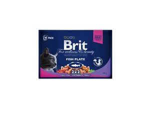 Brit Premium Cat kapsa Fish Plate 400g (4x100g)