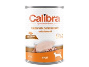 Calibra Dog konzerva Adult krůta a kuřecí srdíčka 400g