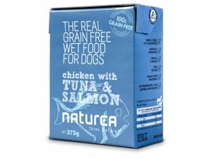 Naturea GF Dog Chicken & Tuna & Salmon konzerva 375g